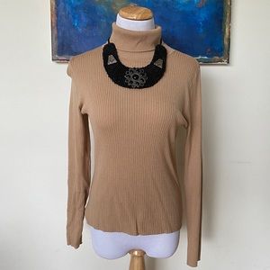 SOLD Tan Ribbed Long Sleeve Turtleneck